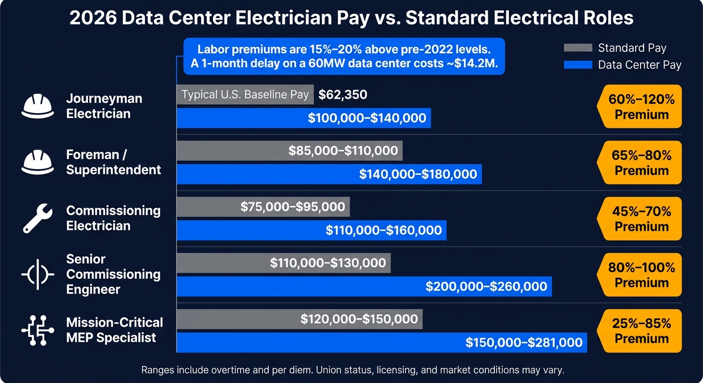 2026 Data Center Electrician Pay vs. Standard Electrical Roles