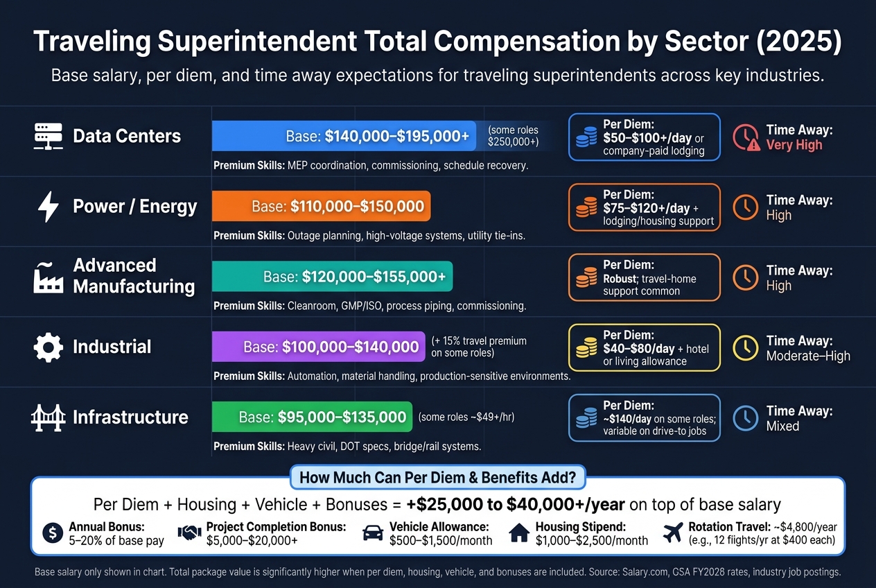 Traveling Superintendent Salary & Total Package by Sector (2025)