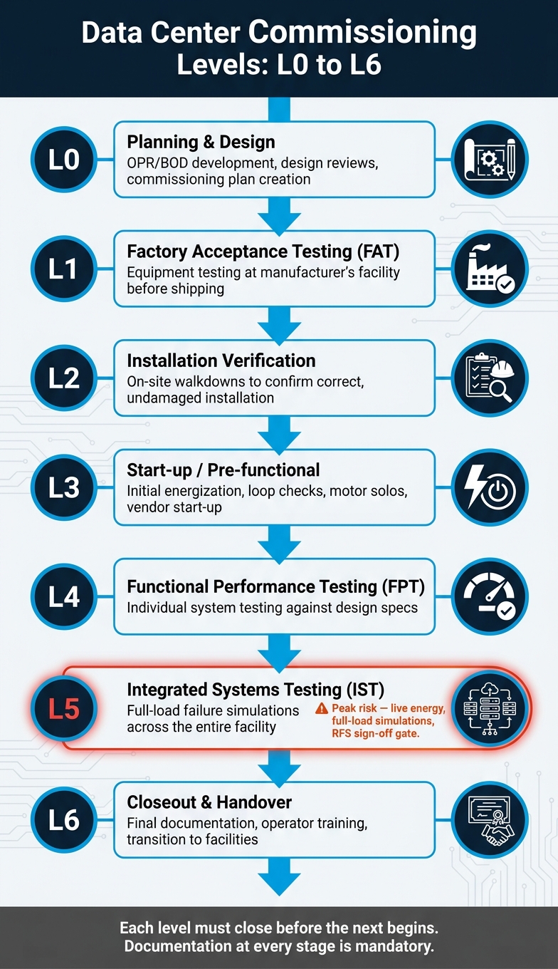 Data Center Commissioning Levels: L0 to L6 Explained