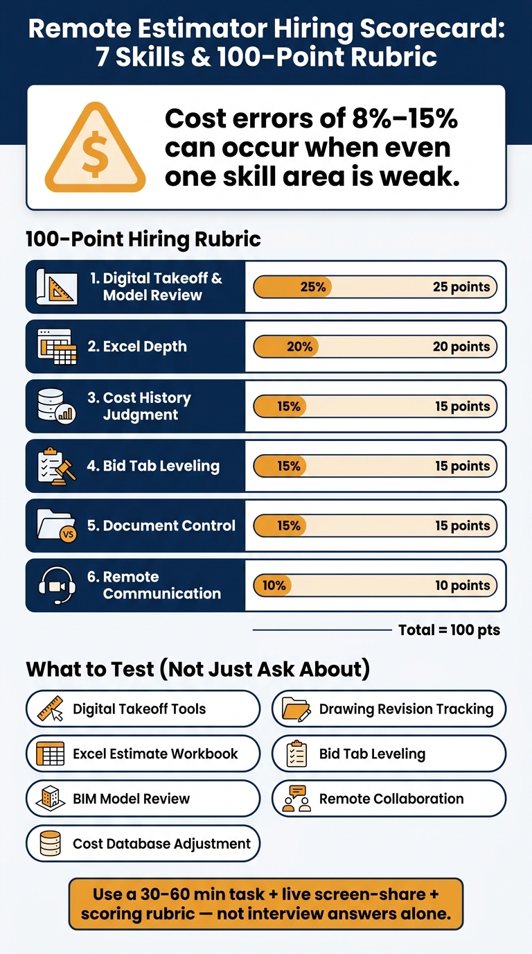 Remote Estimator Hiring Scorecard: 7 Skills & 100-Point Rubric