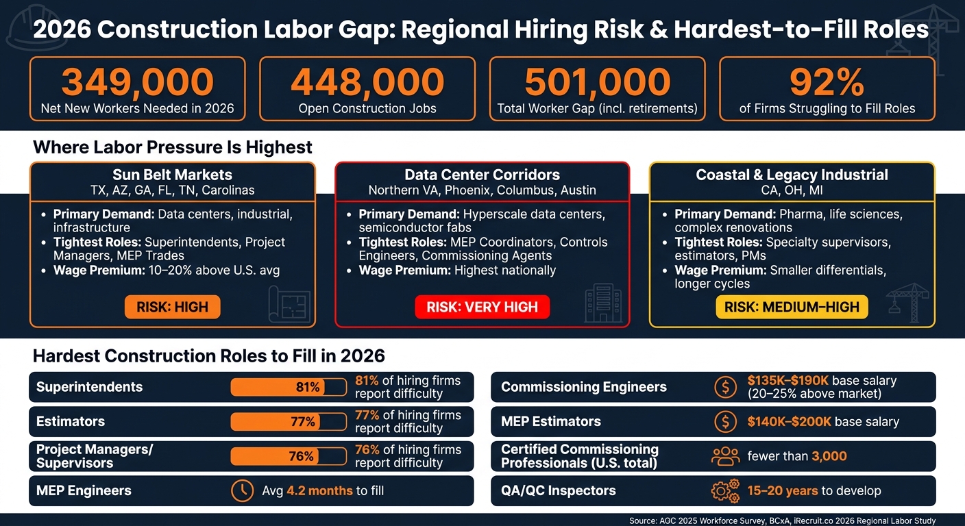 2026 Construction Labor Gap: Regional Hiring Risk & Hardest-to-Fill Roles