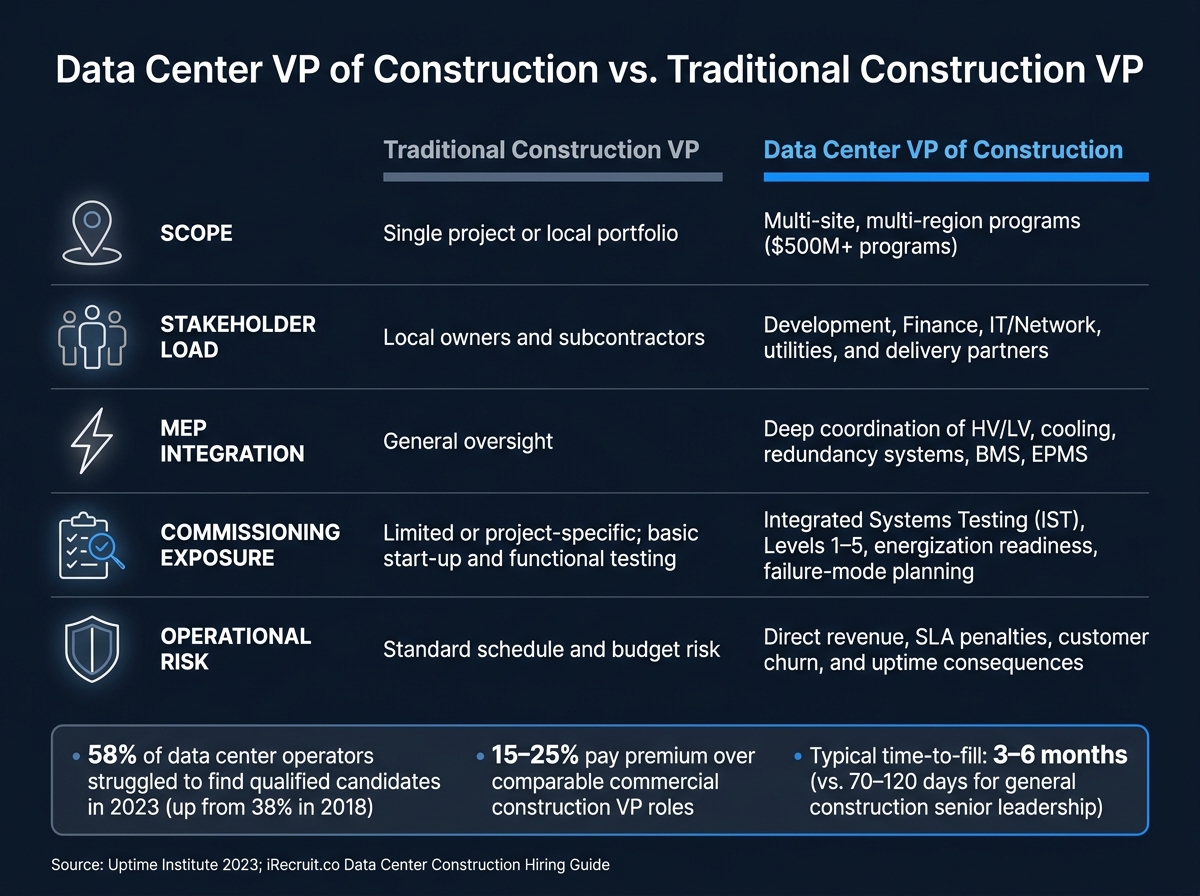 Data Center VP of Construction vs. Traditional Construction VP: Key Differences