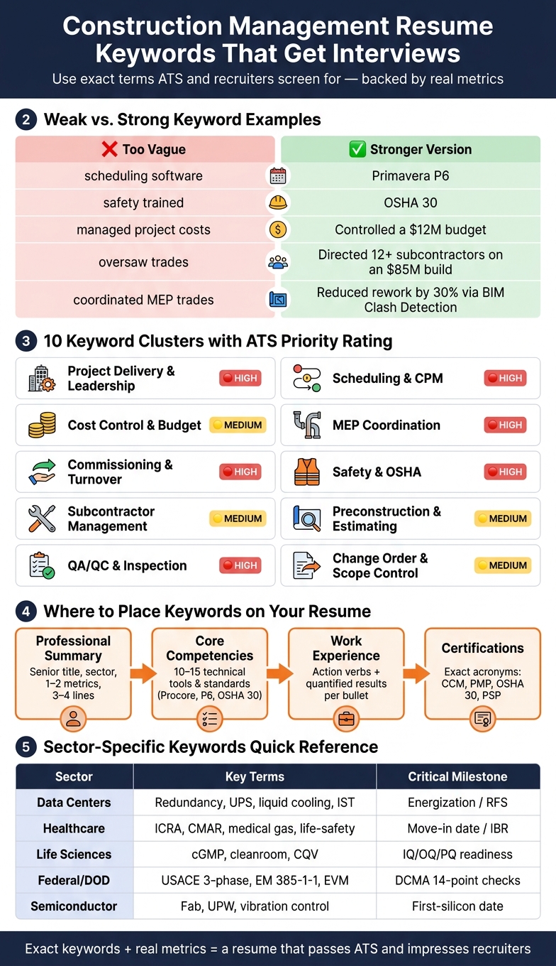 Construction Management Resume Keywords by Sector & Function