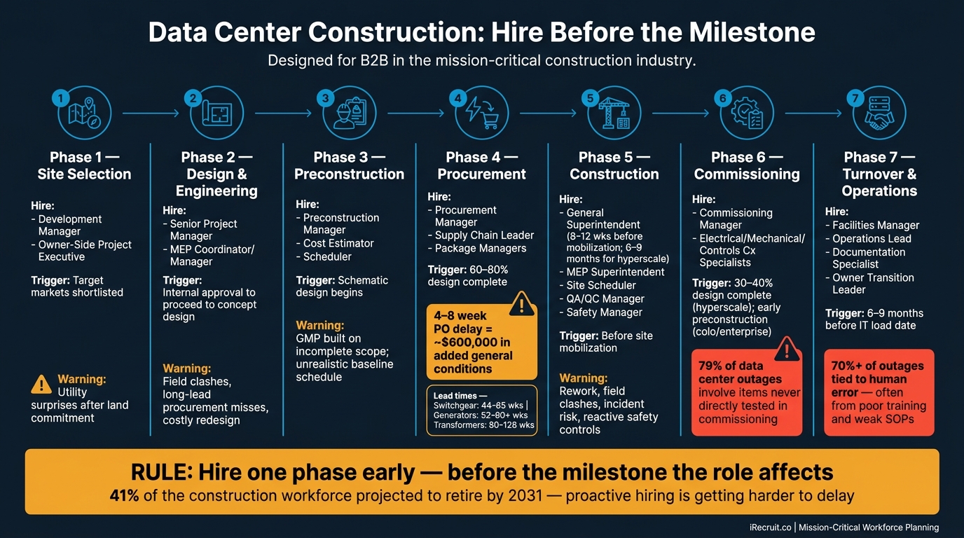 Data Center Construction Hiring Timeline: Phase-by-Phase Staffing Guide