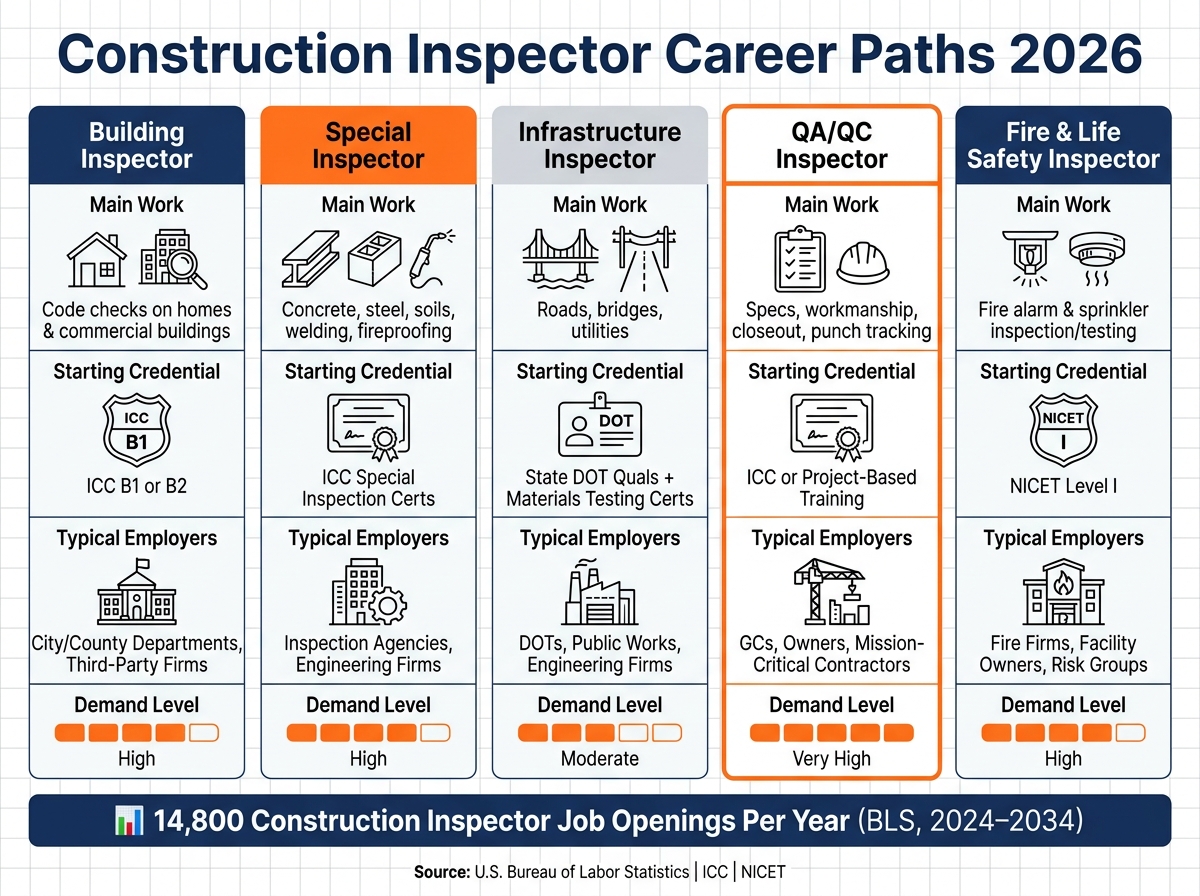 Construction Inspector Career Paths: Credentials, Employers & Specializations