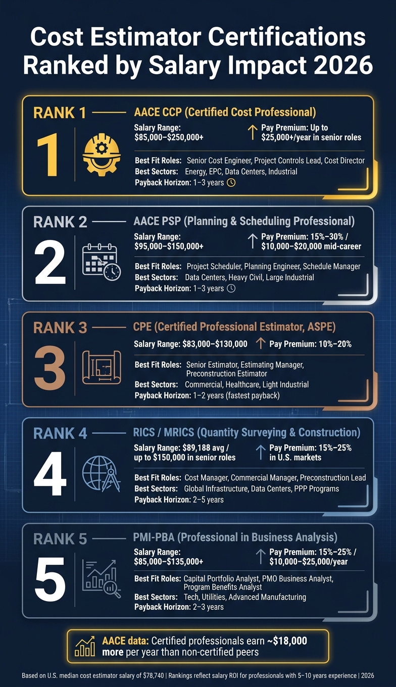 Cost Estimator Certifications Ranked by Salary Impact 2026