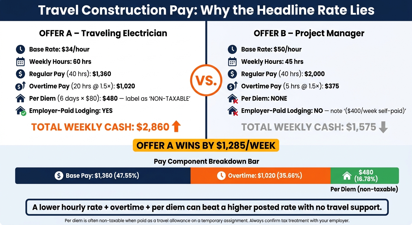 Travel Construction Jobs: Weekly Pay Comparison – Base Rate vs. Full Package