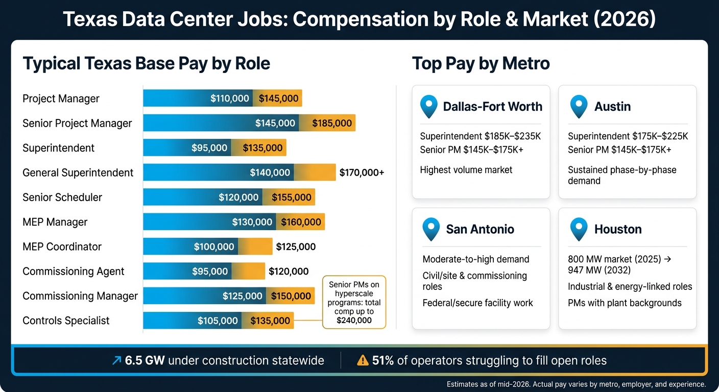 Texas Data Center Jobs: Pay by Role & Market (2026)