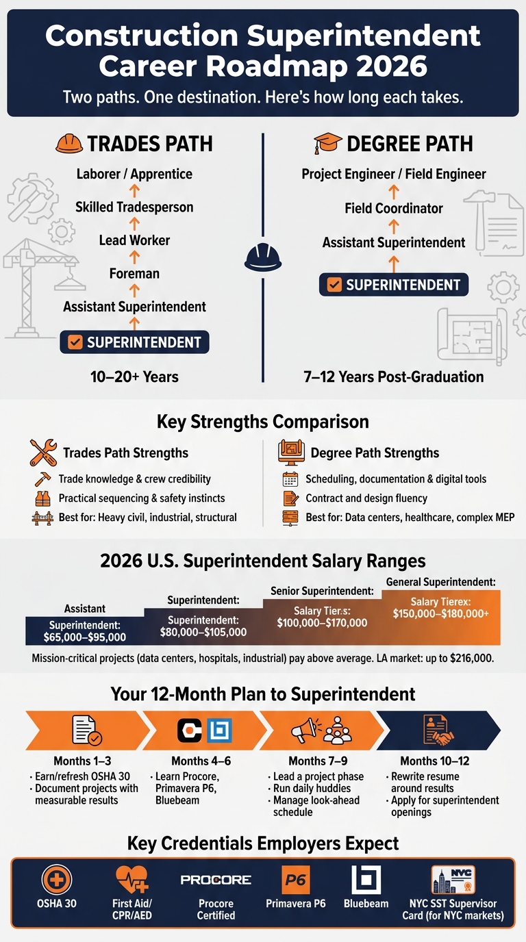 Construction Superintendent Career Paths: Trades vs. Degree (2026)