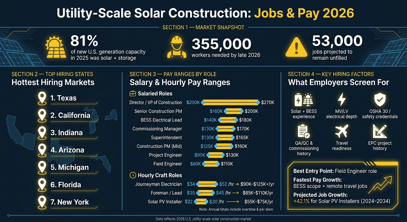 Utility-Scale Solar Construction Jobs & Pay 2026