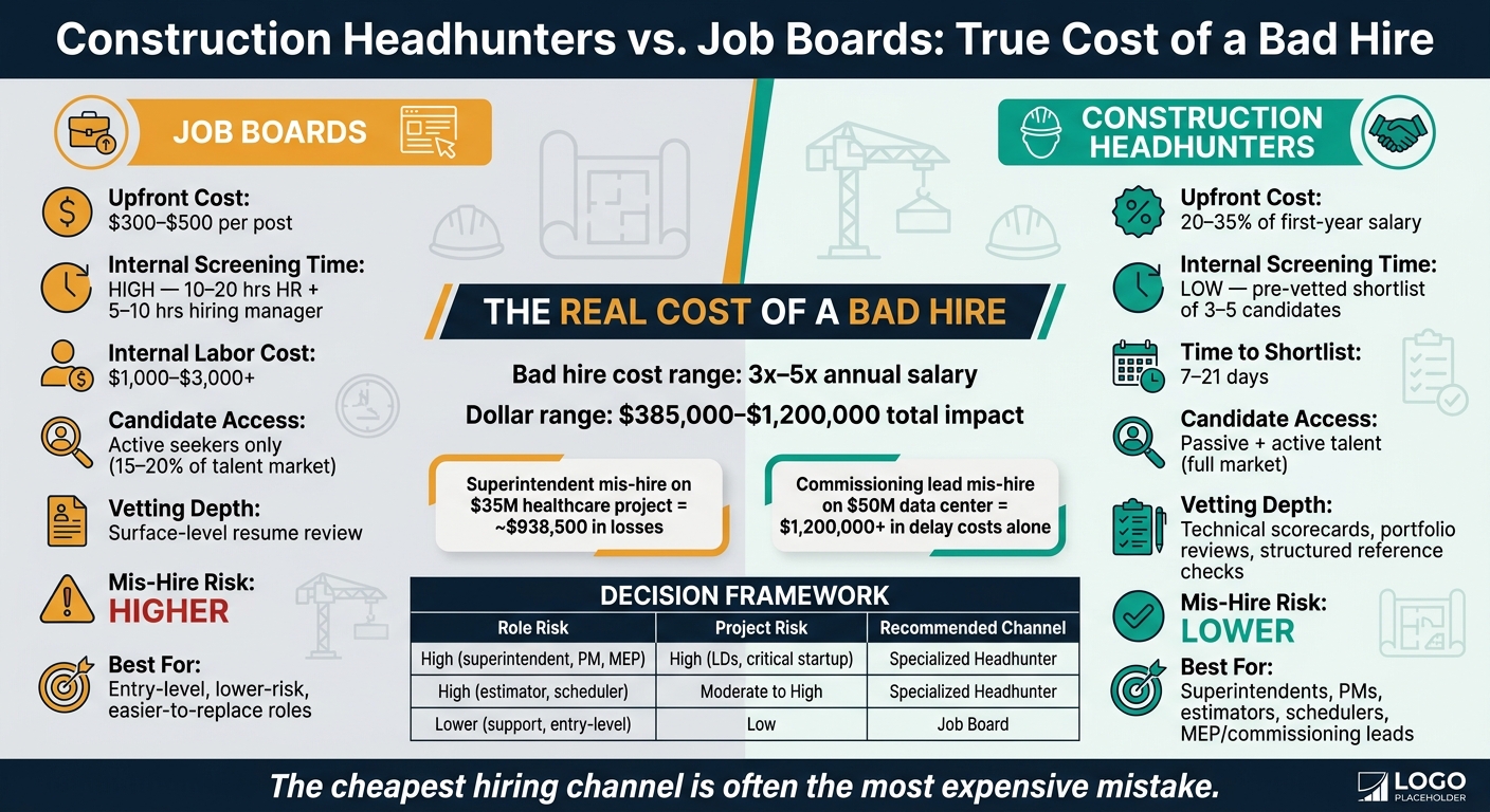 Construction Headhunters vs. Job Boards: True Cost of a Bad Hire