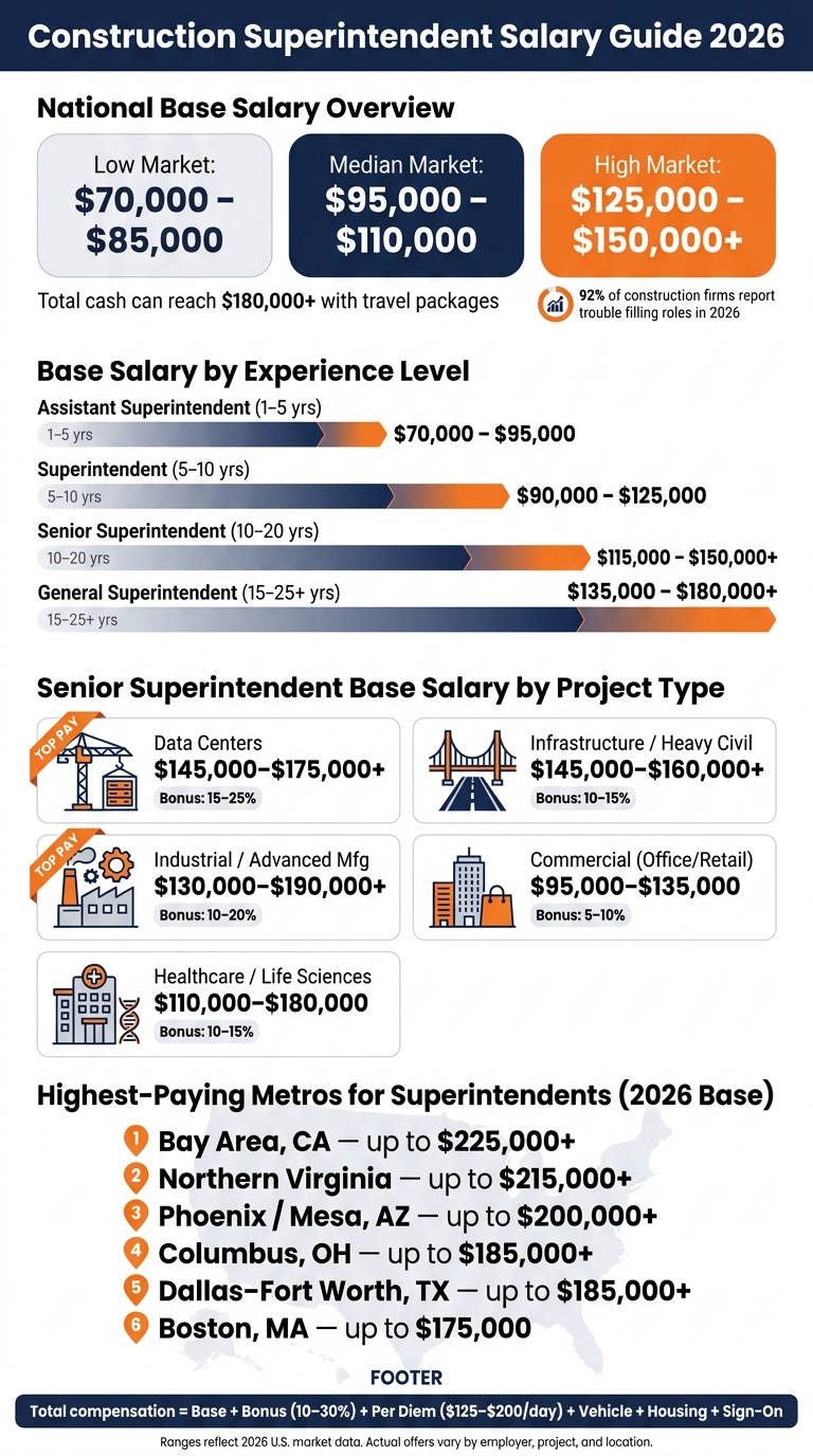 Construction Superintendent Salary by Experience Level & Project Type (2026)