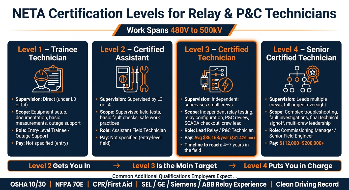 NETA Certification Levels for Relay & P&C Technicians: Pay, Scope & Career Path