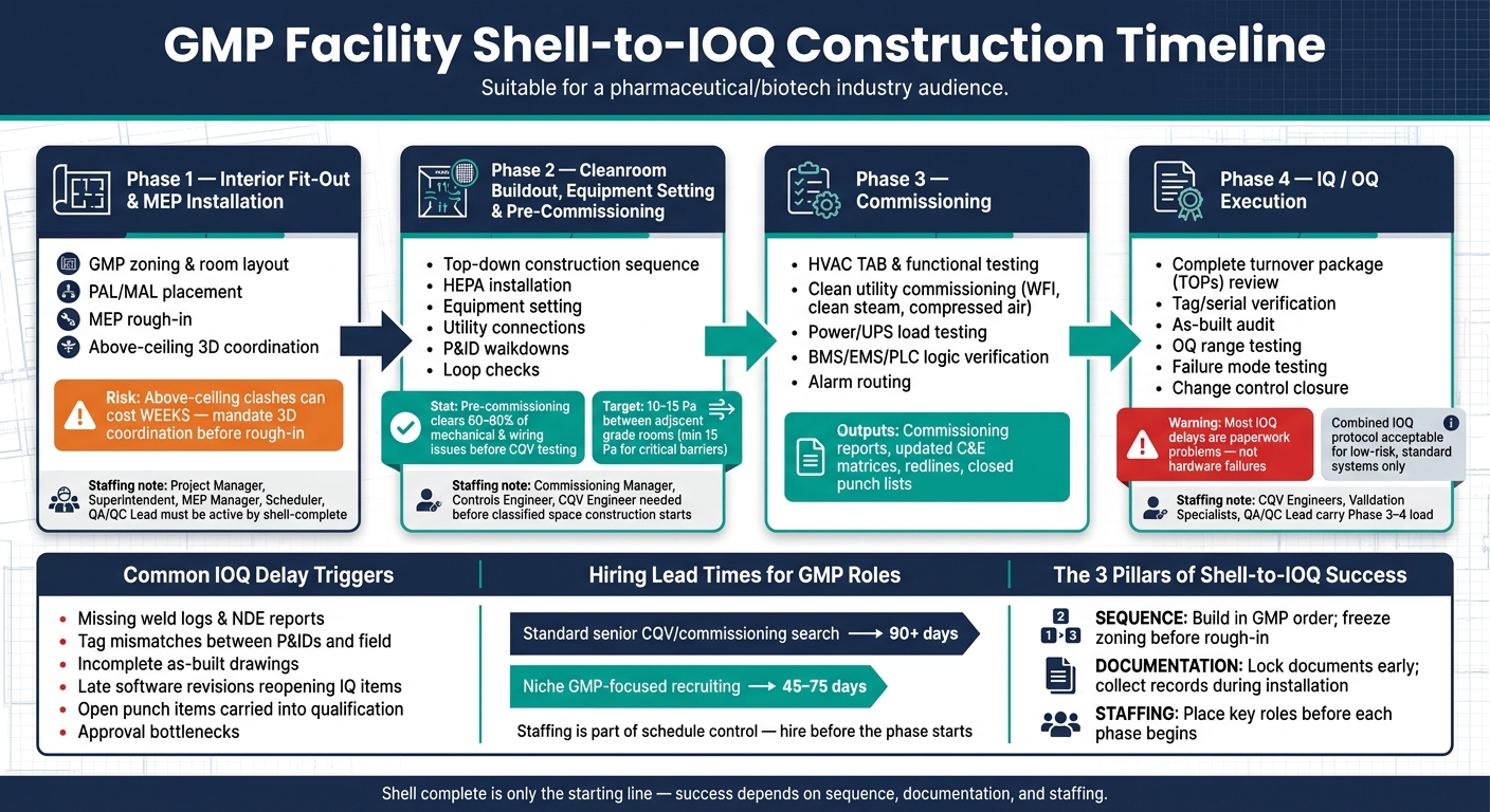 GMP Facility Shell-to-IOQ Construction Timeline: Key Phases & Milestones