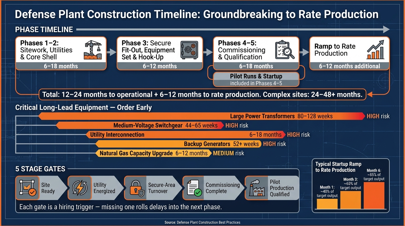 Defense Plant Construction Timeline: Groundbreaking to Rate Production