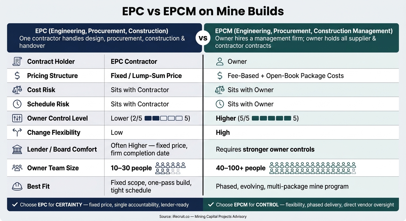 EPC vs EPCM on Mine Builds: Key Differences at a Glance