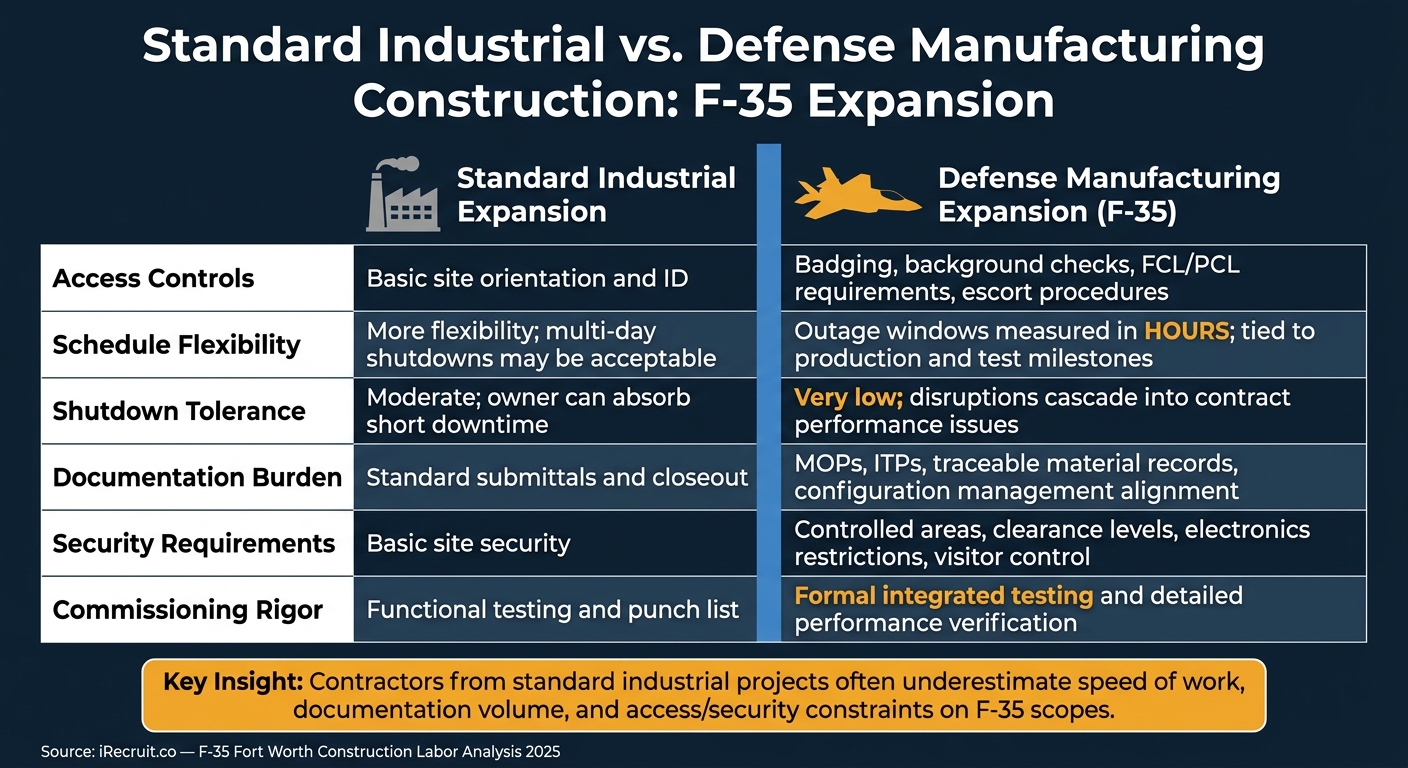 Standard Industrial vs. Defense Manufacturing Construction: F-35 Expansion Differences