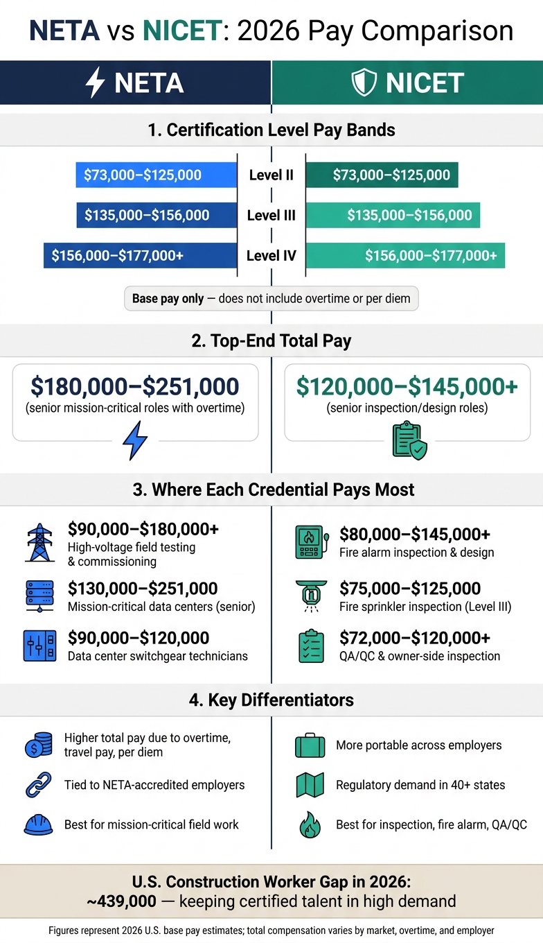 NETA vs NICET Salary Comparison 2026: Which Certification Pays More?