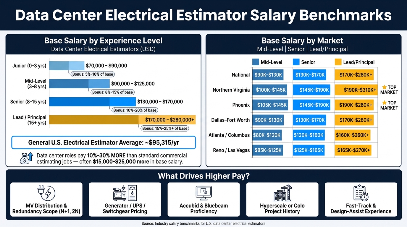 Data Center Electrical Estimator Salary by Experience & Market (2024)