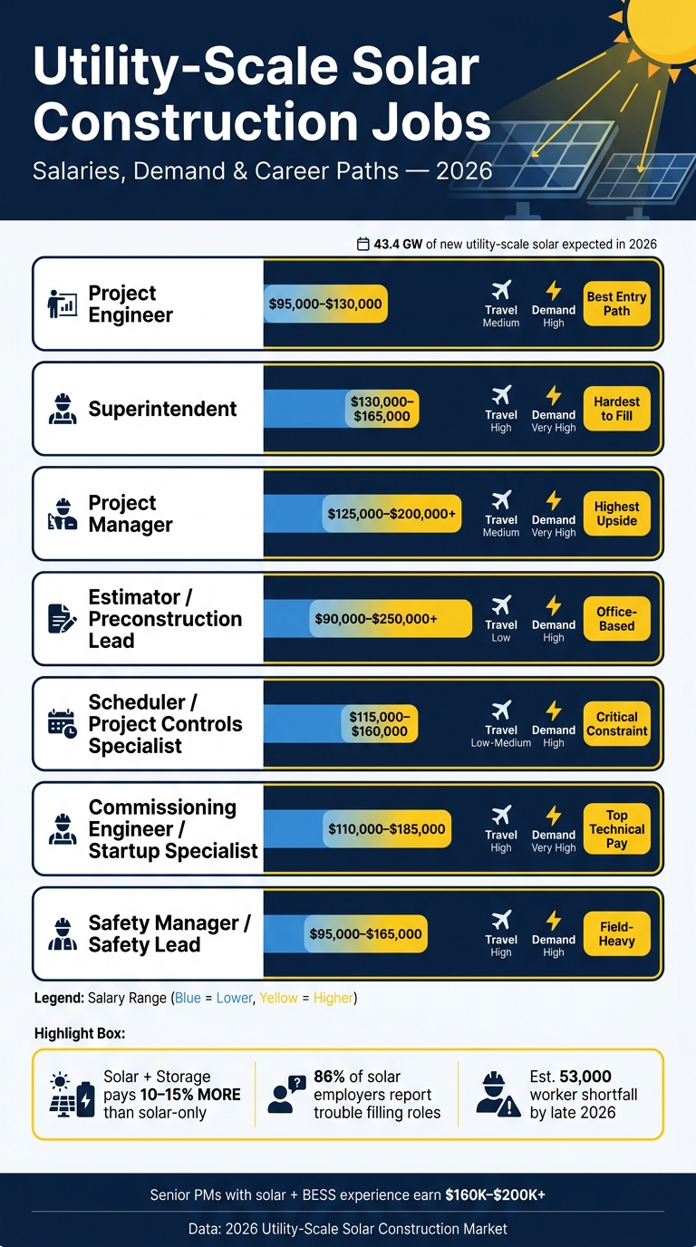 Utility-Scale Solar Construction Jobs: Salaries & Career Comparison 2026