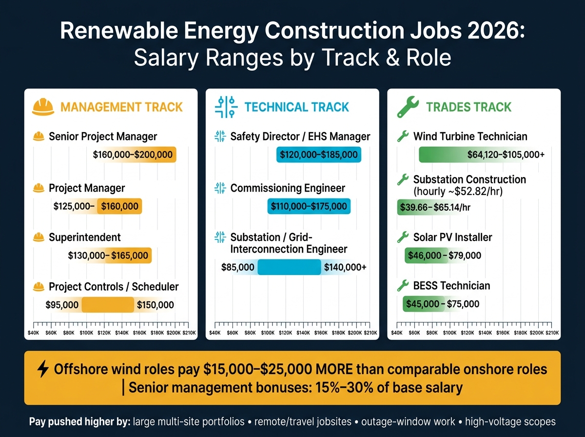 Renewable Energy Construction Jobs 2026: Pay by Role & Track