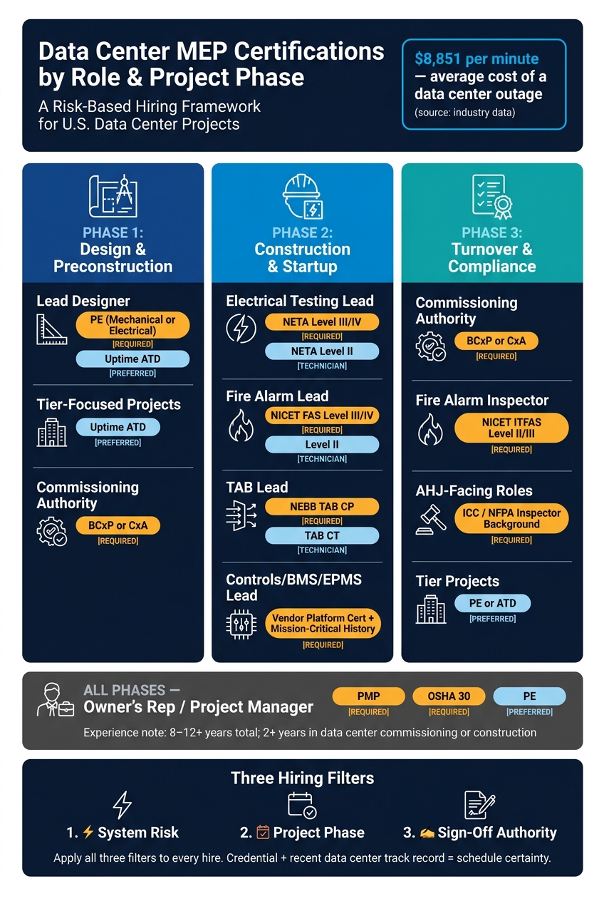 Data Center MEP Certifications by Role & Project Phase