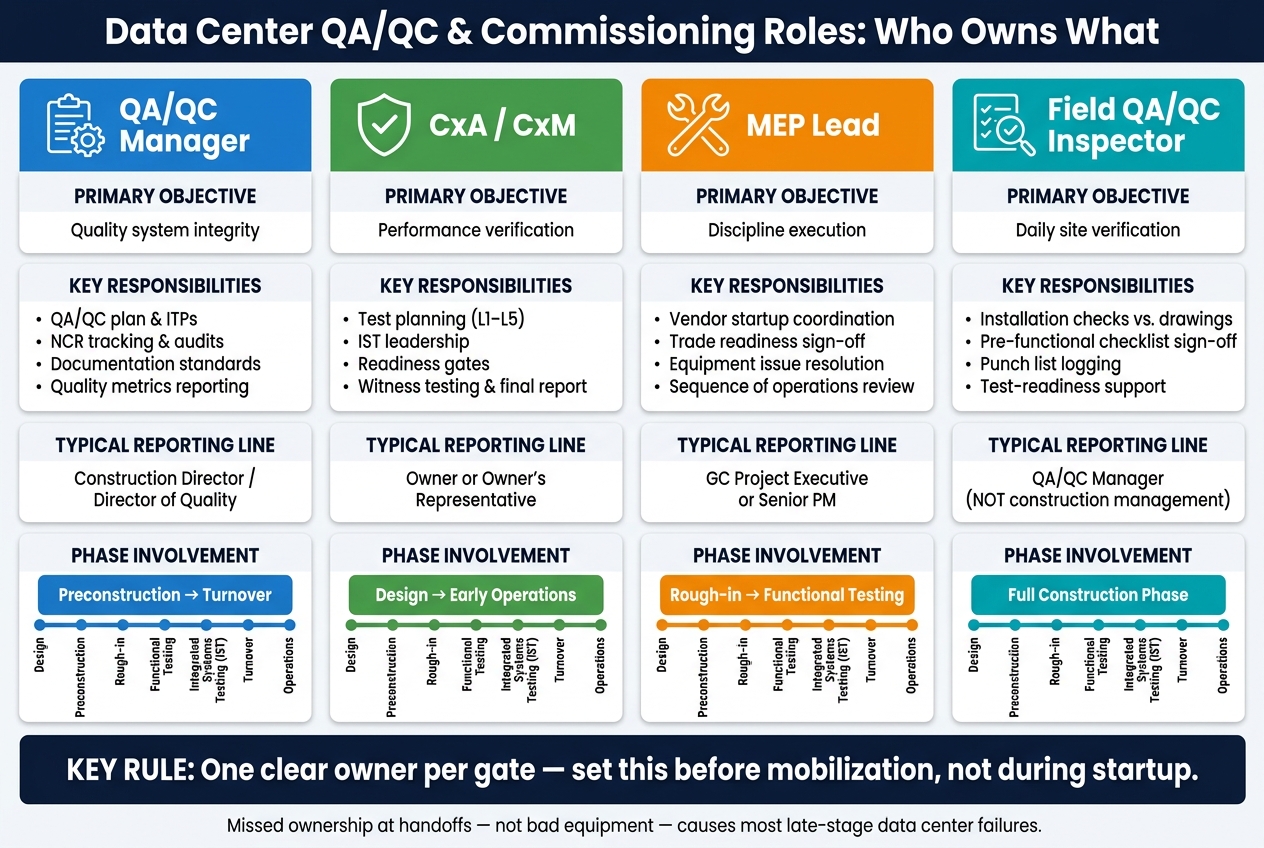Data Center QA/QC & Commissioning Roles: Who Owns What