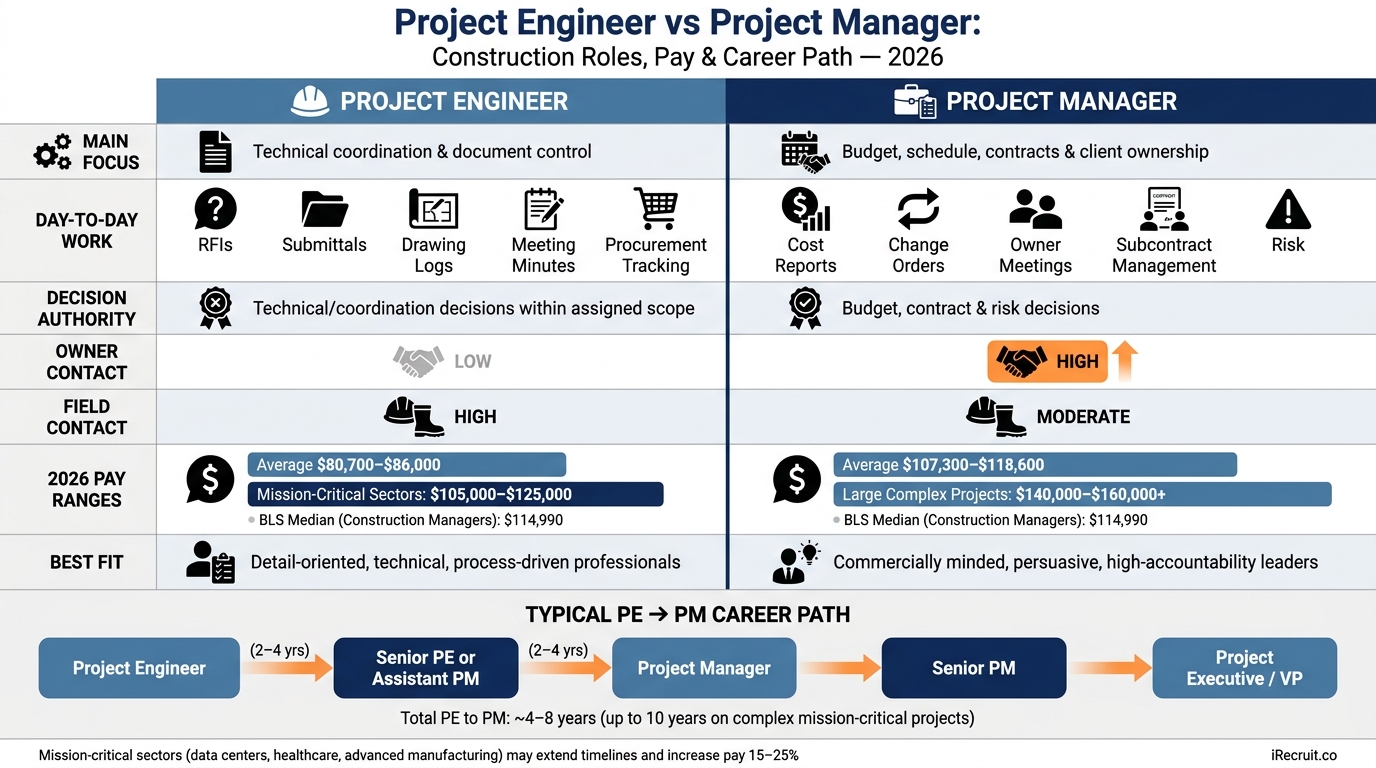 Project Engineer vs Project Manager: Roles, Pay & Career Path 2026