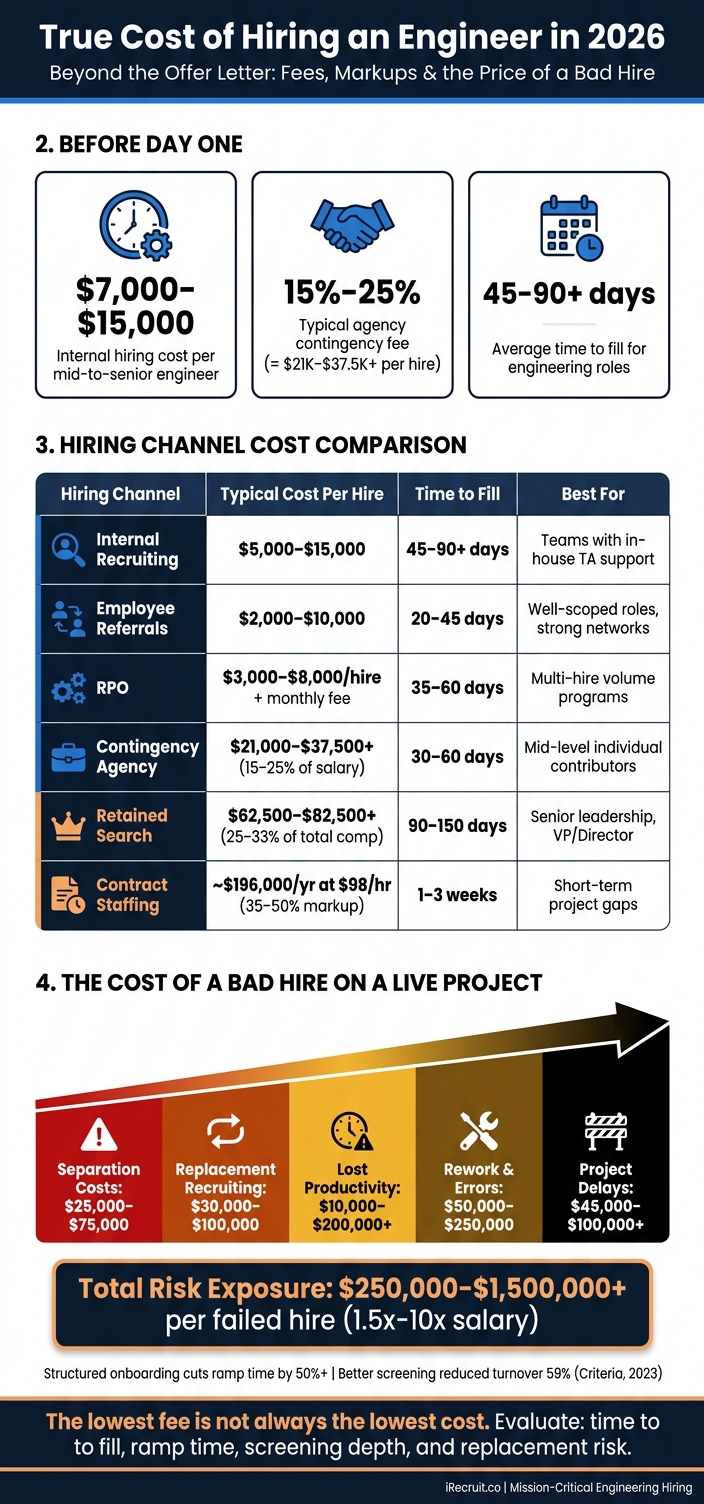 True Cost of Hiring an Engineer in 2026: All Hiring Channels Compared