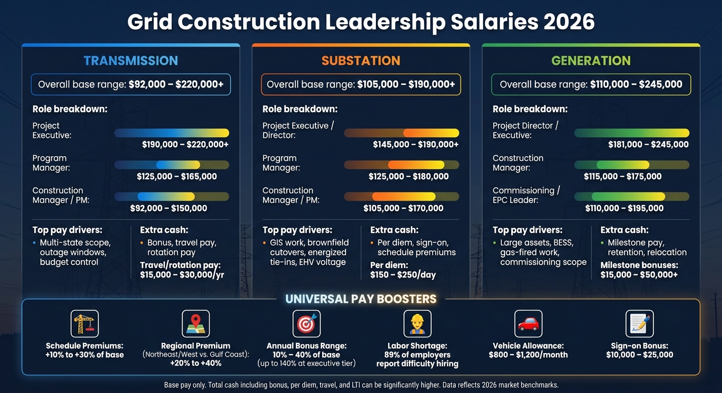 Grid Construction Leadership Salaries 2026: Transmission vs. Substation vs. Generation