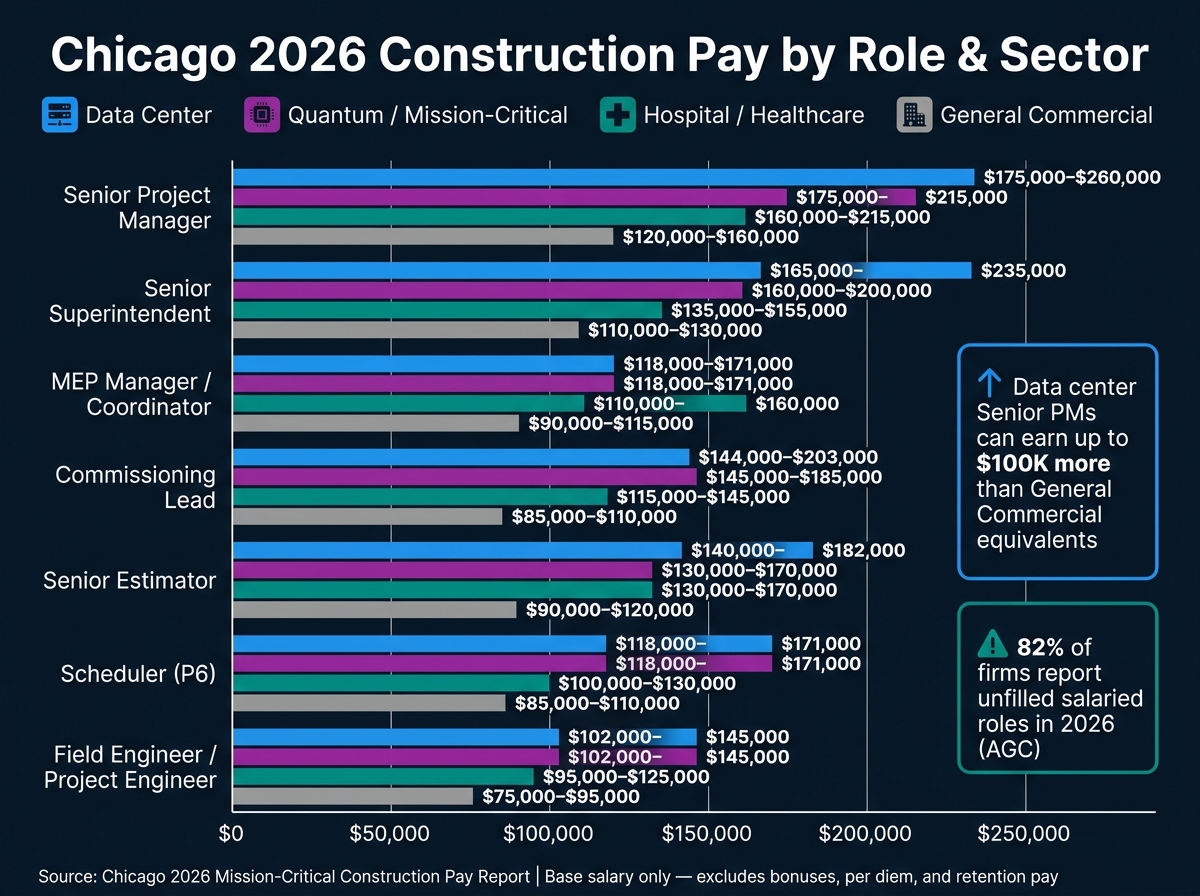 Chicago 2026 Construction Pay by Role & Sector: Data Center vs. Quantum vs. Hospital