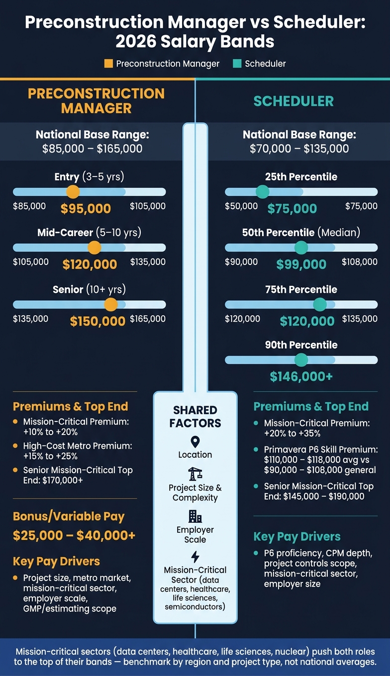 Preconstruction Manager vs Scheduler Salaries 2026