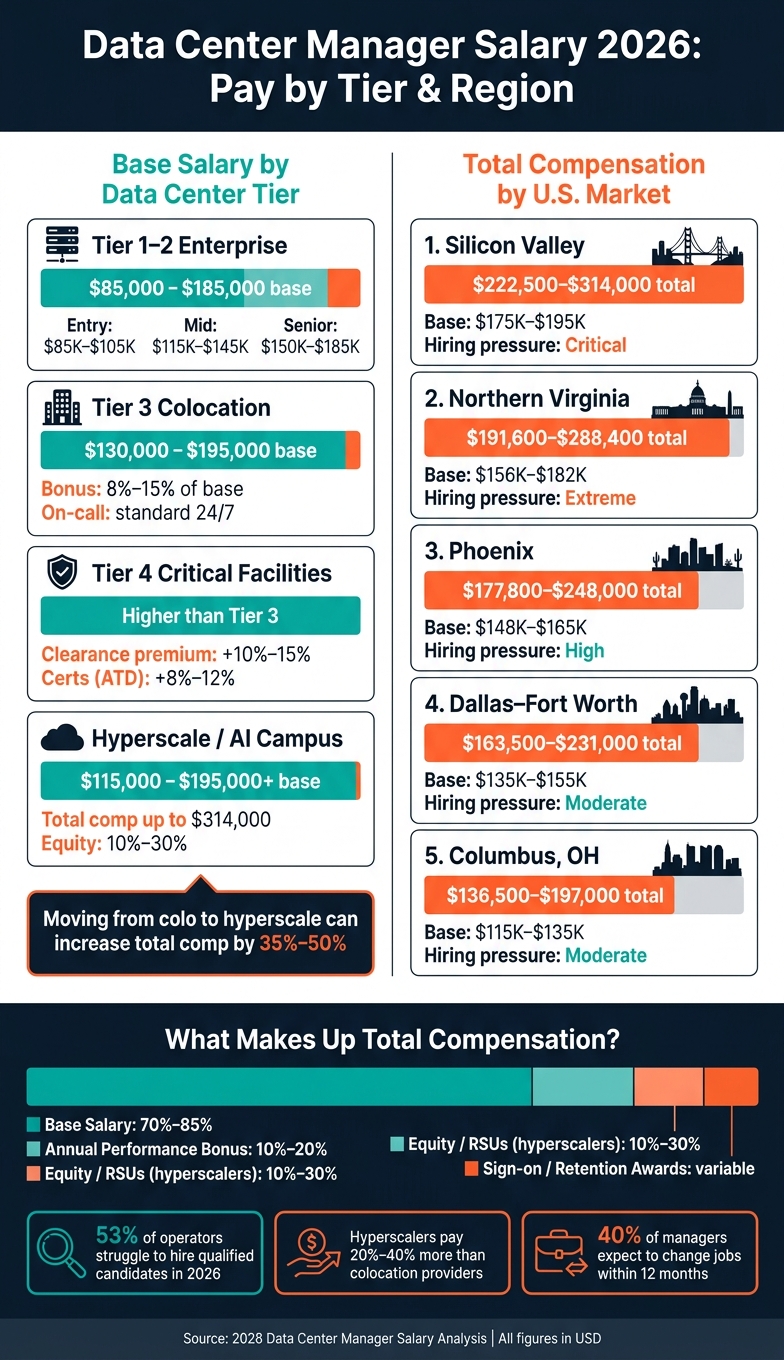 Data Center Manager Salary 2026: Pay by Tier & Region