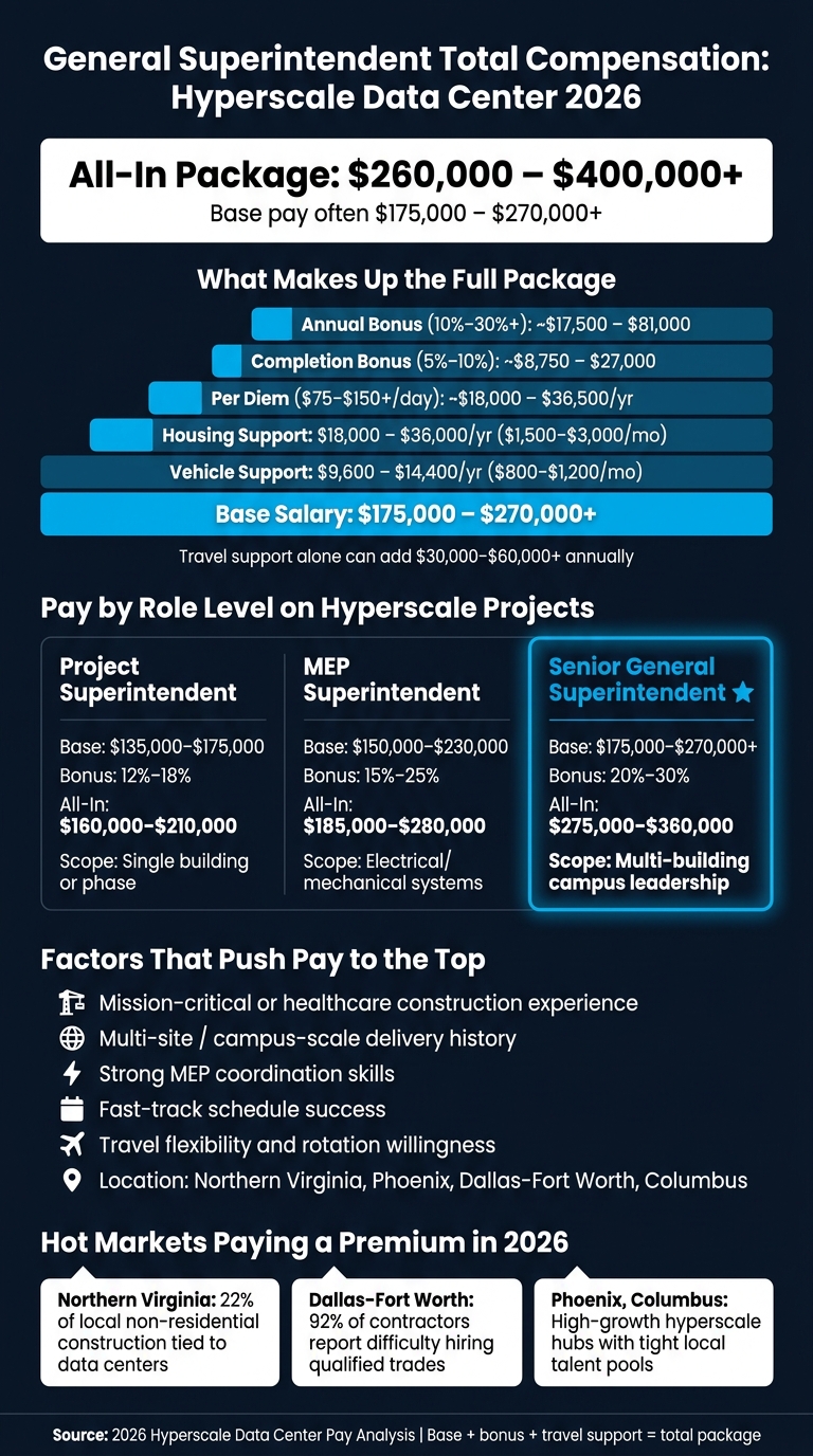 General Superintendent Total Compensation Breakdown: Hyperscale Data Center 2026