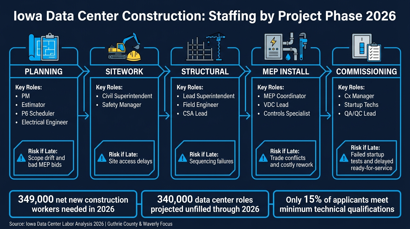 Iowa Data Center Construction: Hiring by Project Phase 2026
