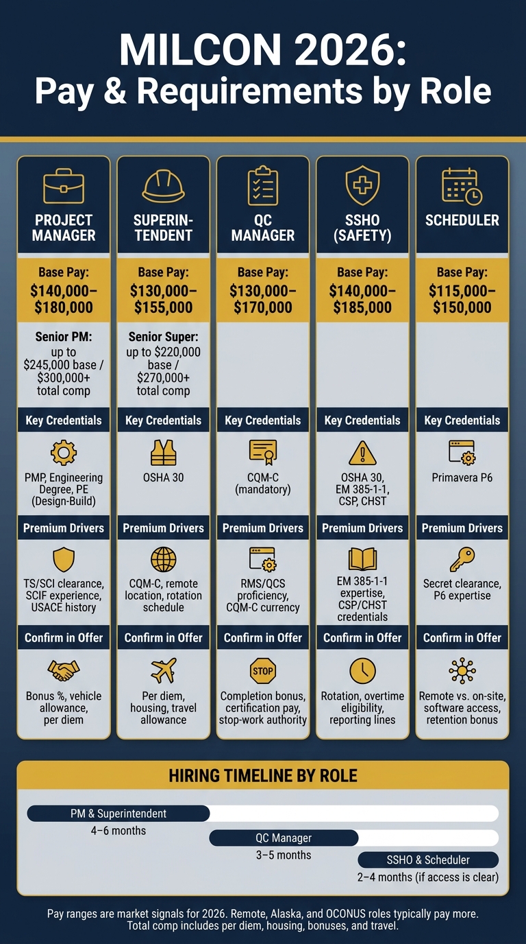 MILCON 2026 Pay & Requirements by Role