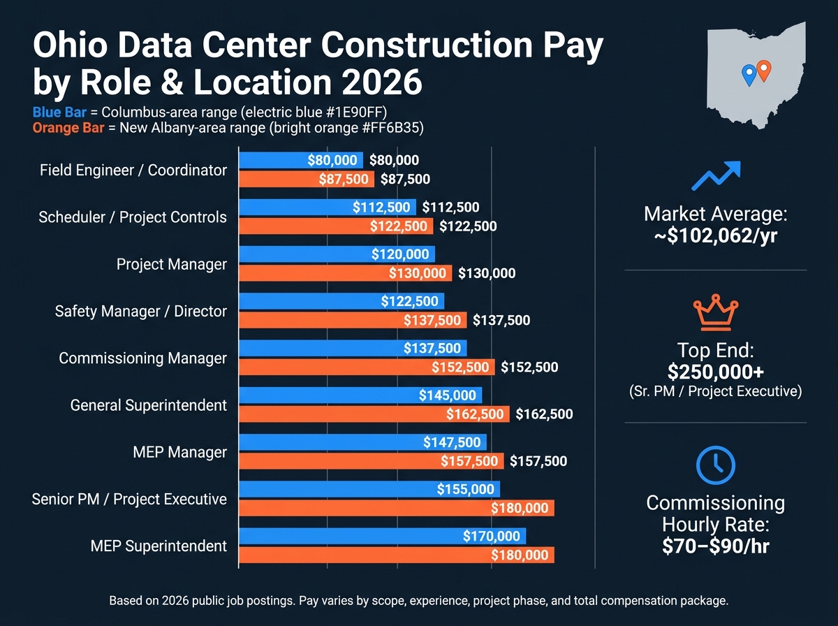 Ohio Data Center Construction Pay by Role & Location 2026