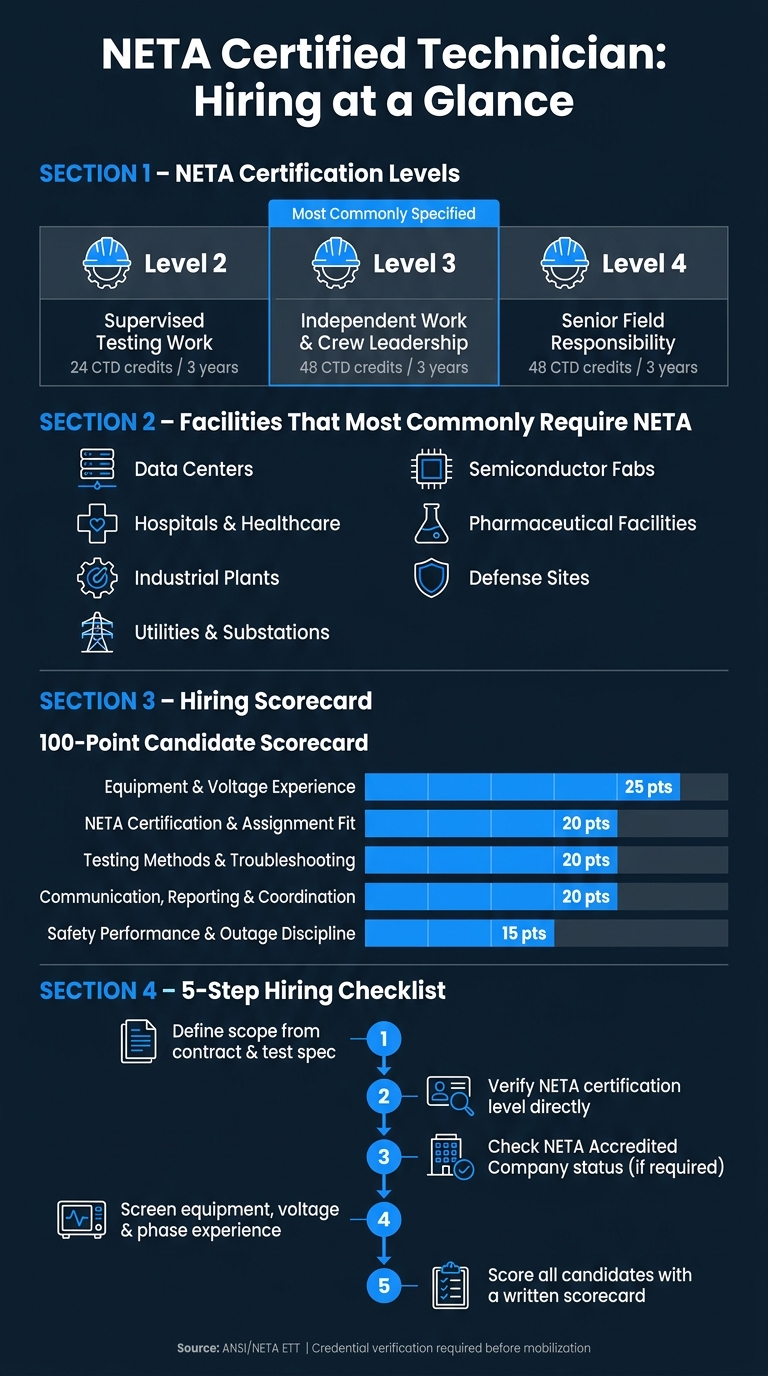 NETA Certification Levels & Hiring Scorecard: Quick Reference Guide