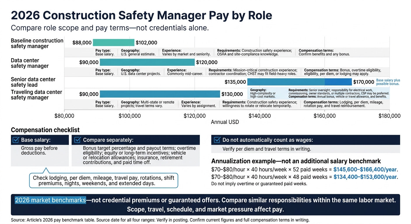 2026 Construction Safety Manager Pay by Role