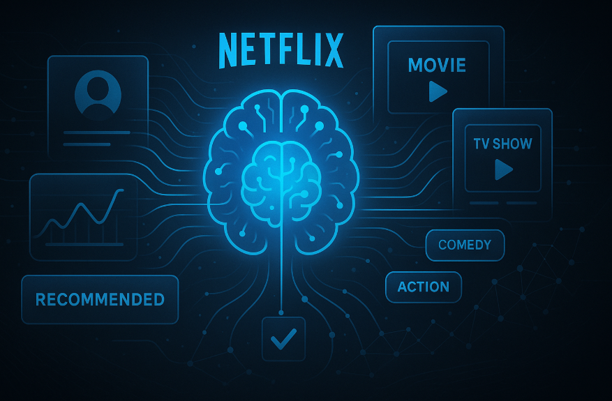 Netflix AI-powered recommendation engine interface