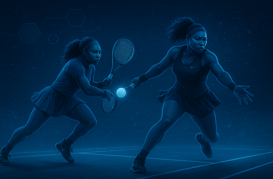 Nike AI-generated Serena Williams avatars playing virtual tennis match