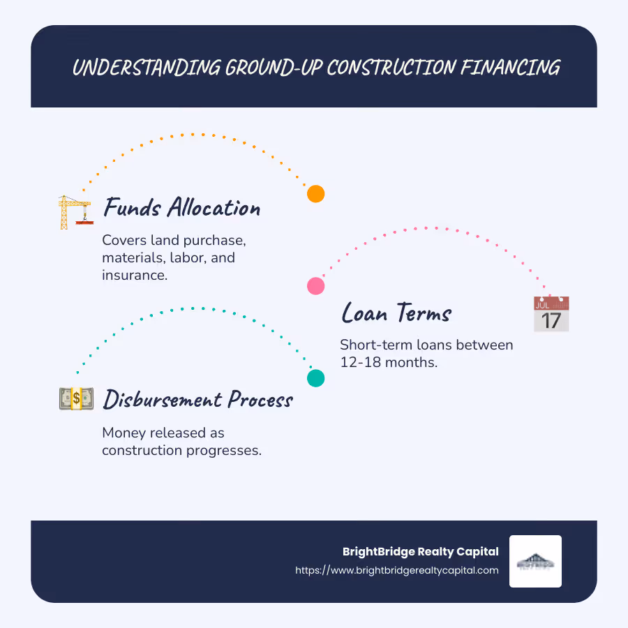 Overview of ground-up construction financing options - ground up construction financing infographic infographic-line-3-steps-blues-accent_colors