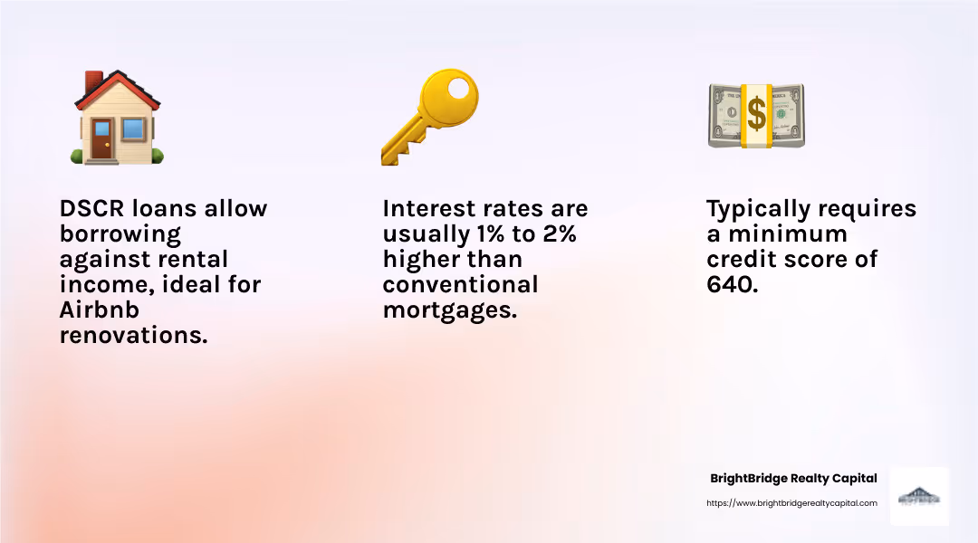 DSCR loans offer flexibility and can be easier to qualify for than other Airbnb loan types. - airbnb mortgage lenders infographic 3_facts_emoji_light-gradient