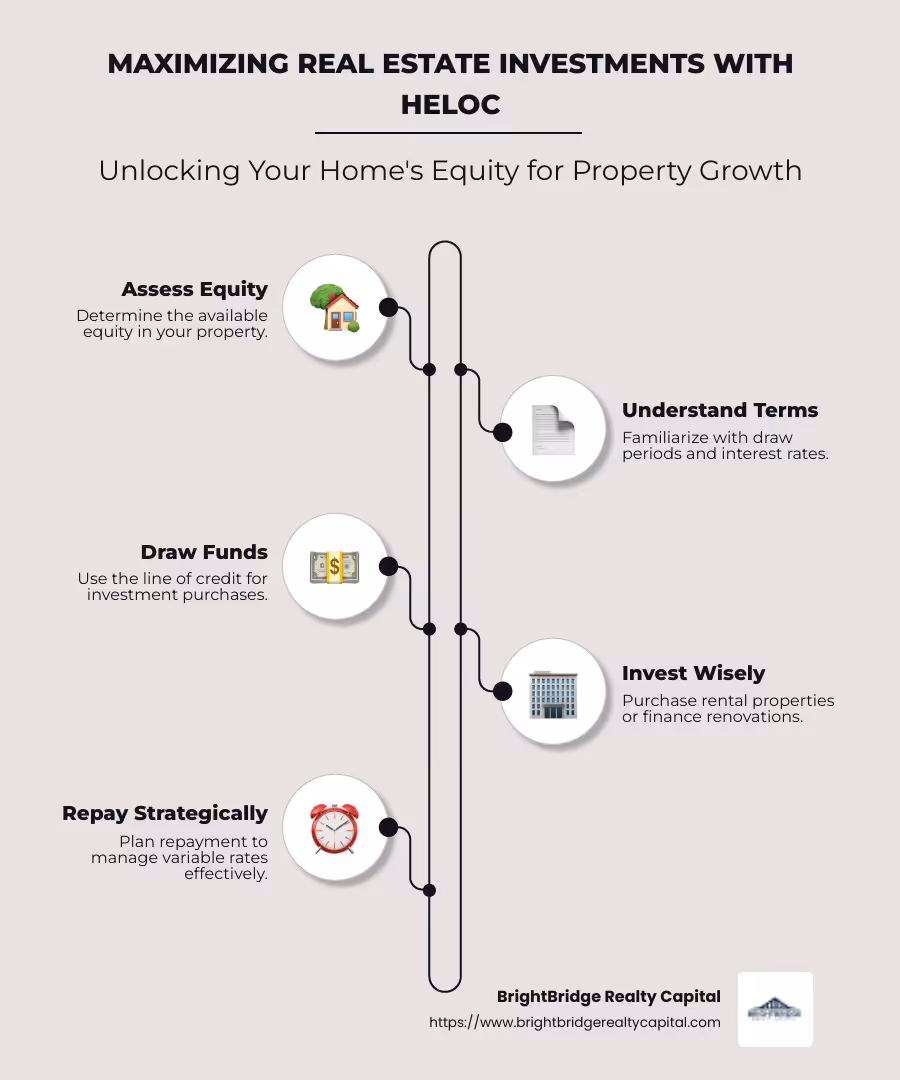 Home Equity Line of Credit Explained - home equity line of credit to buy rental property infographic infographic-line-5-steps-neat_beige