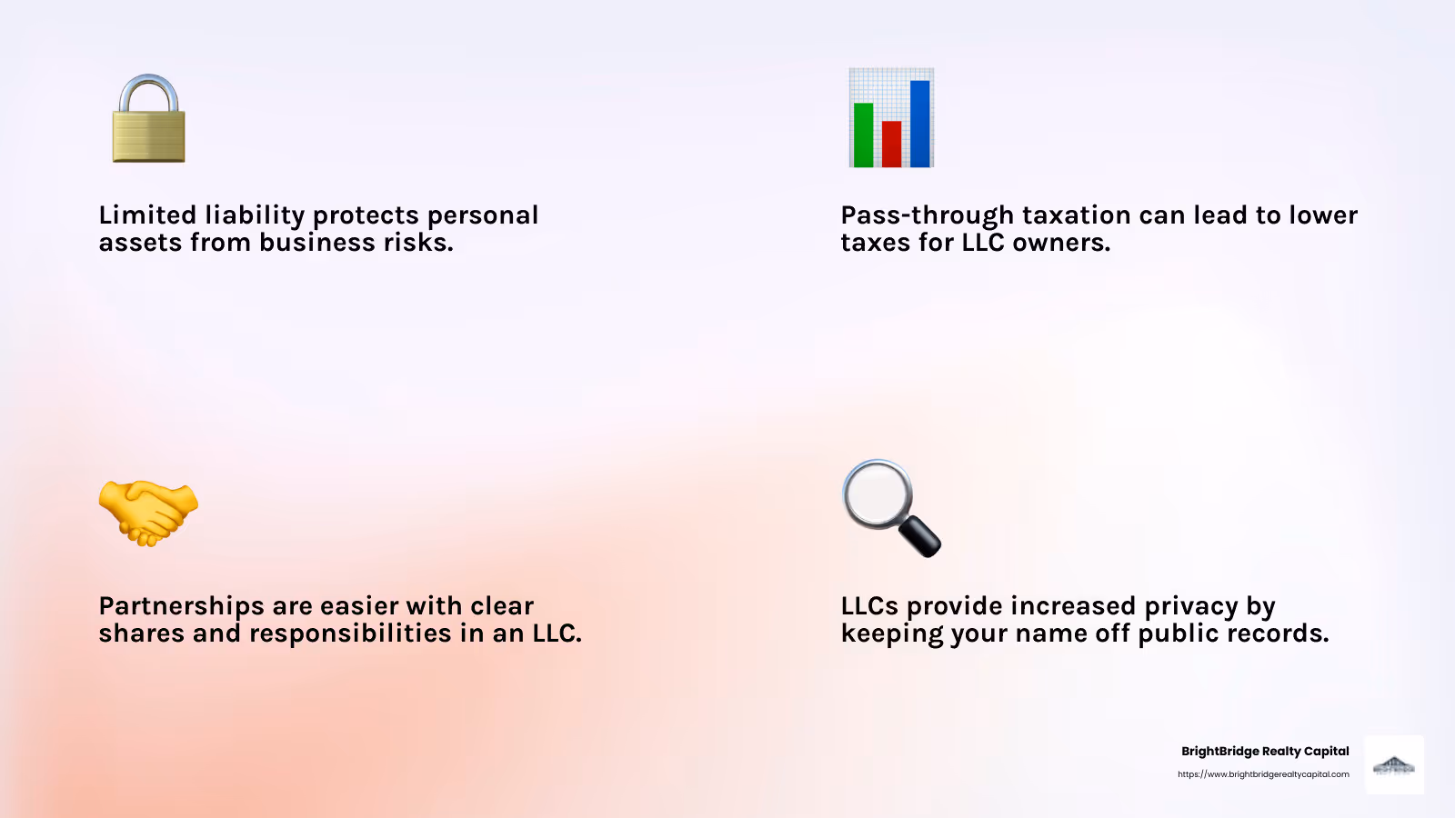 Understanding LLC Benefits - llc loan for rental property infographic 4_facts_emoji_light-gradient