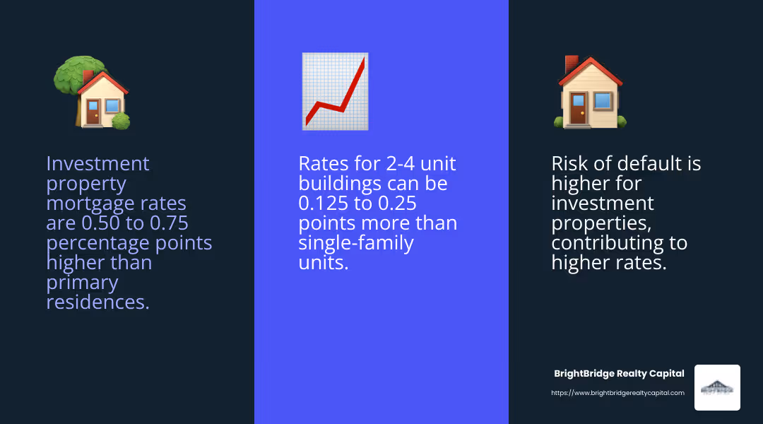 Mortgage rates for investment properties are generally higher due to increased risk for lenders. - 30 year mortgage rates for investment property infographic 3_facts_emoji_blue