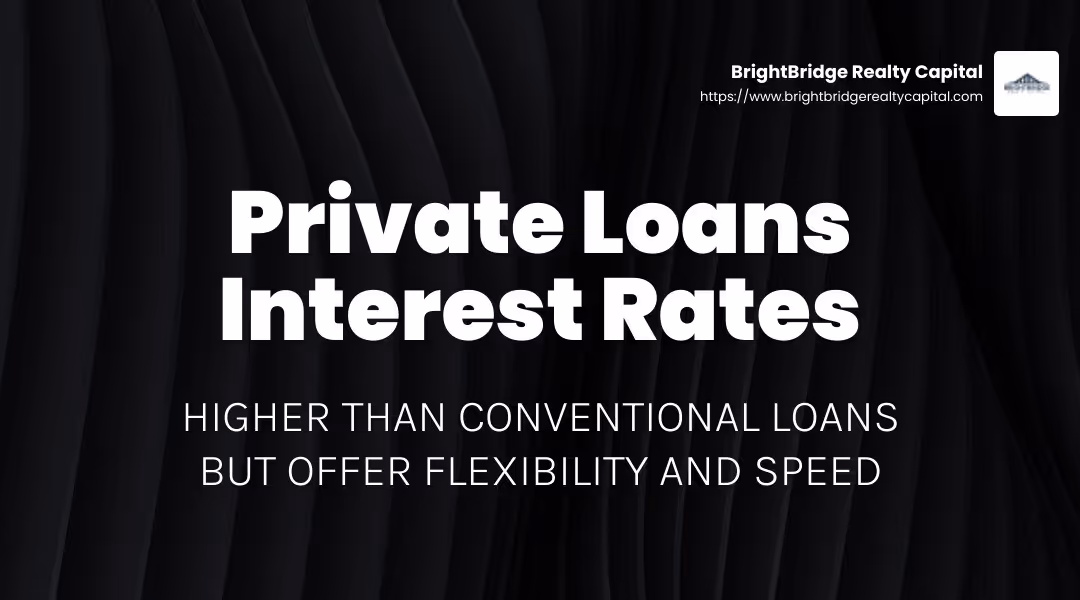 Higher interest rates of private loans compared to conventional loans - private real estate financing infographic simple-stat-landscape-dark
