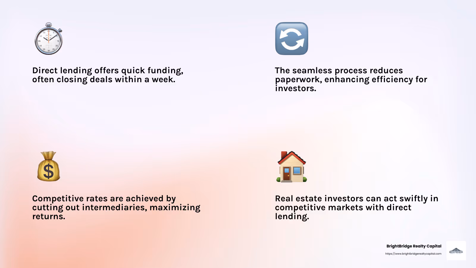 Competitive rates in direct lending offer real estate investors better returns. - direct lending solutions infographic 4_facts_emoji_light-gradient