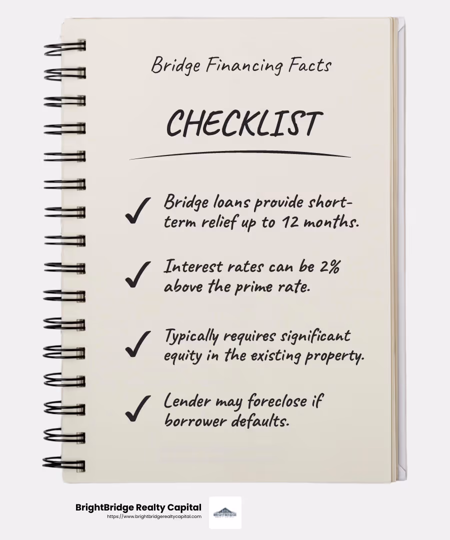 Understanding the key components of bridge financing - Real estate bridge financing infographic checklist-notebook