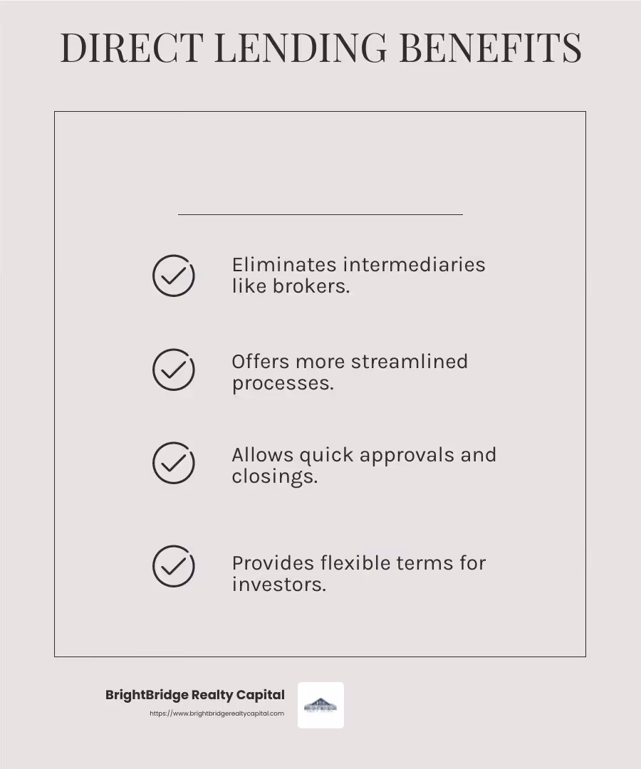 Real estate direct lenders offer flexibility and speed - Real estate direct lenders infographic checklist-light-beige